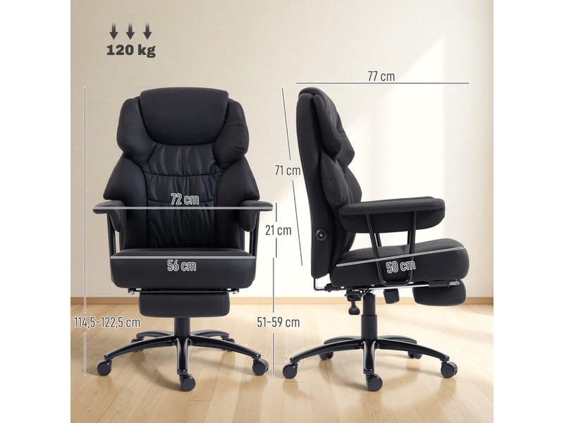 Fauteuil de bureau riven massant 3d repose pieds dossier haut noir - Conforama E