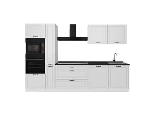 Vicco cuisine, blanc campagneblanc, 310cm plan de travail anthracite