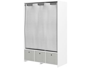 Armoire penderie avec tringle 3 tiroirs tissu et rideau blanc 105 x 48 x 160 cm