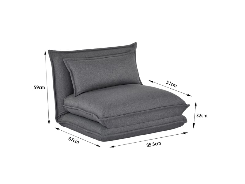  Chauffeuse convertible 1 place en mousse tissu gris terre de nuit  - Conforama D