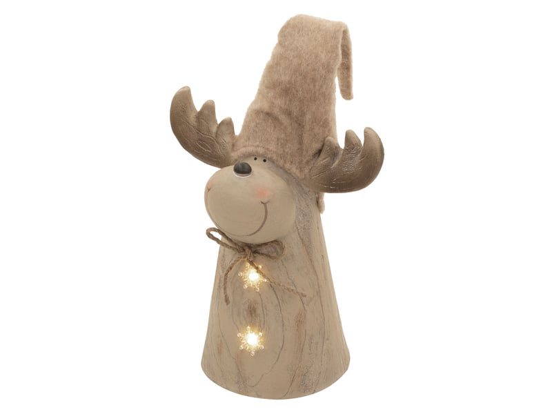 Ecd germany figurine d'élan de noël avec éclairage led, décoration d'intérieur renne avec bonnet, hauteur réglable de 45 cm à 63 cm, fonctionne à piles, statuette décorative en magnésie, marron ECD Germany GmbH - Conforama A