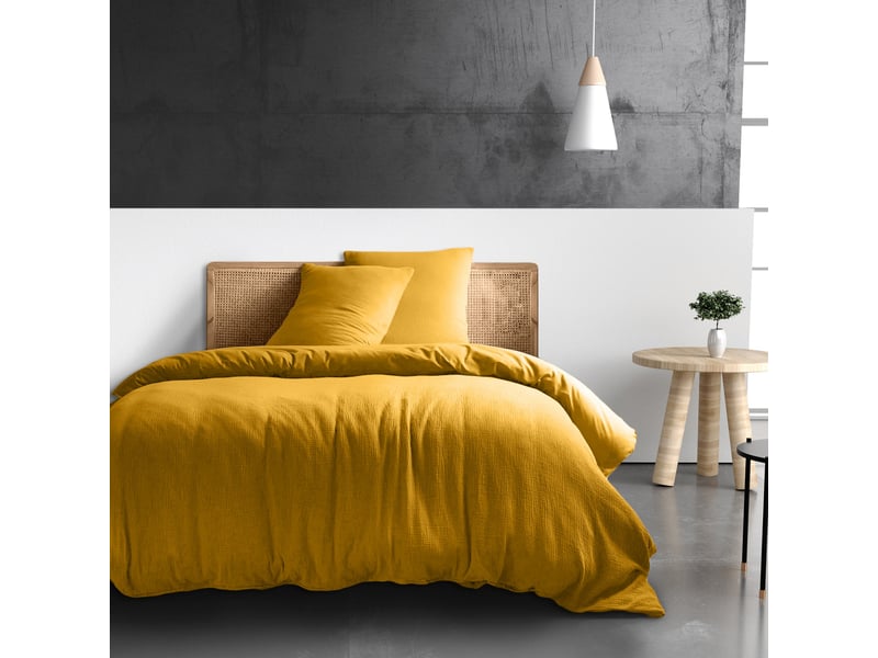 Housse de couette 240x260 cm gaze de coton safran mineral PD19132 - Conforama B