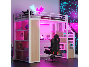 Lit mezzanine 90x200 cm <strong>OKWISH</strong>  <strong></strong> coloris blanc