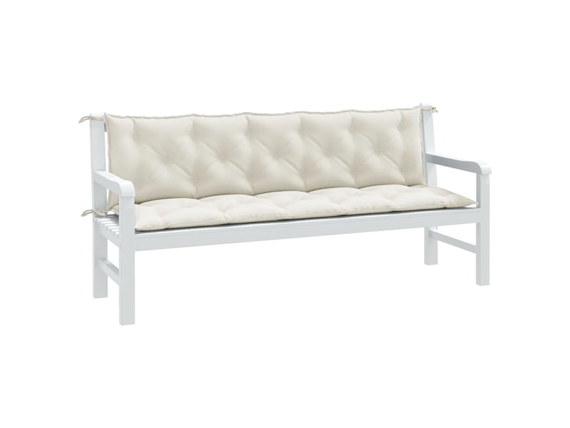 Lot de 2 coussins de banc de jardin, coussins d'assise crème mélangé tissu cf58654  - Conforama B