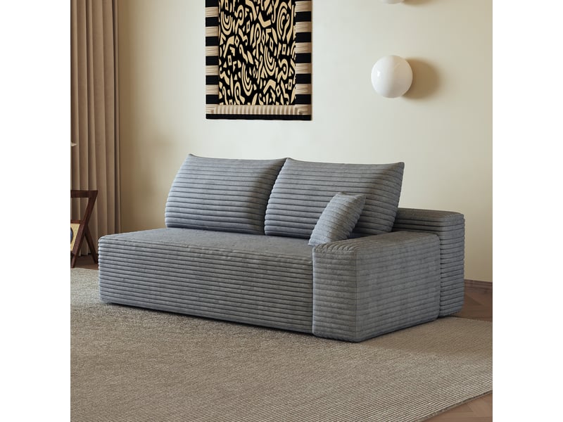 Canapé droit 2 places gris 175 cm - petit canapé confortable pour salon et appartement - Conforama D