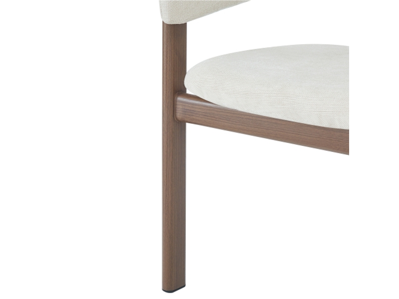  4 chaises de salle à manger en métal effet bois – confortables et respirantes, tissu lin, couleur noyer, design moderne  - Conforama E