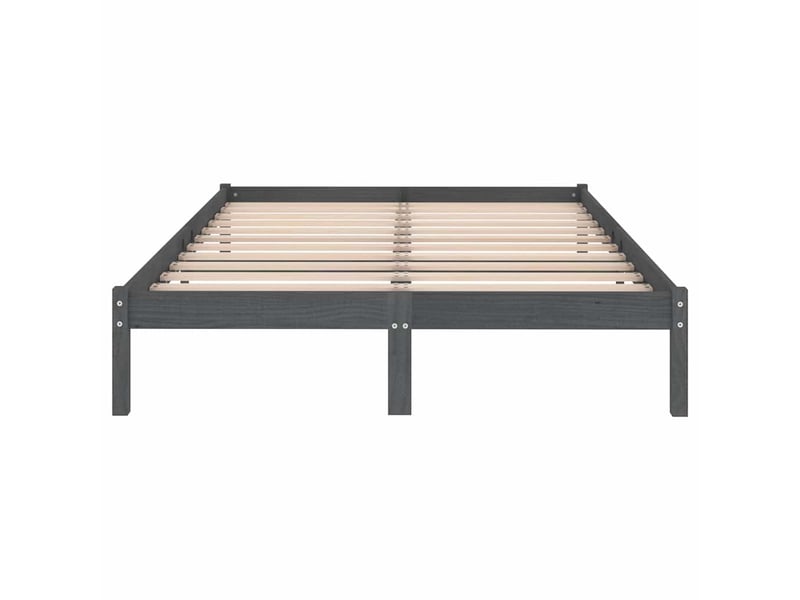  Lit double- lit adulte -  cadre de lit sans matelas gris bois massif 200x200 cm  - Conforama C