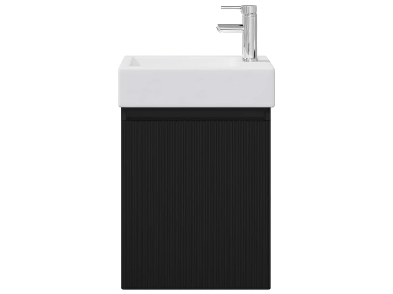 Meuble de rangement salle de bain avec robinet noir 45.5x22.5x84 cm shl1954 - Conforama E