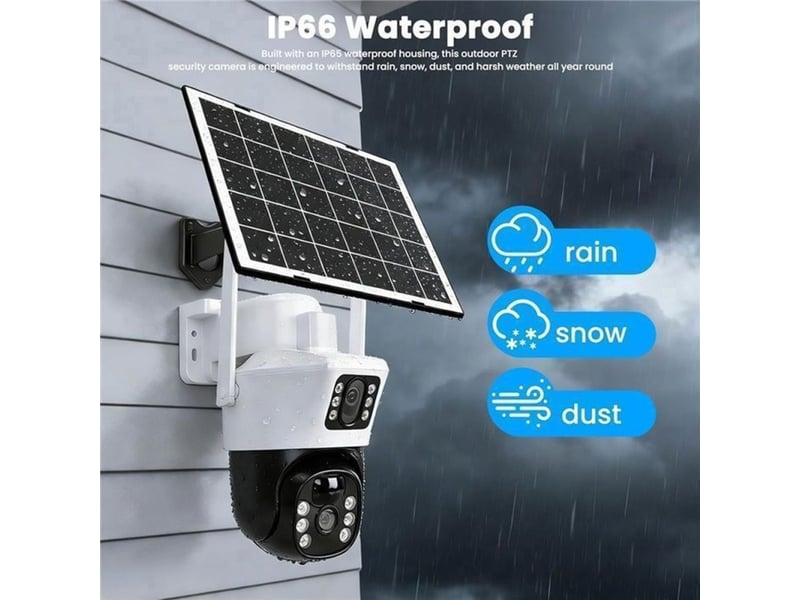  Camera surveillance solaire 2k double objectif ptz 360 wifi 2.4g ip66 projecteur alarme sirene detection humaine 348951_AACCK03626_6_DROPFR - Conforama E