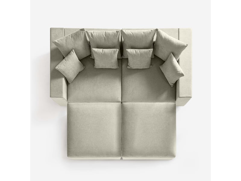  Canapé modulable déhoussable made in italy avec pouf et coussins cortina f - beige  - Conforama D