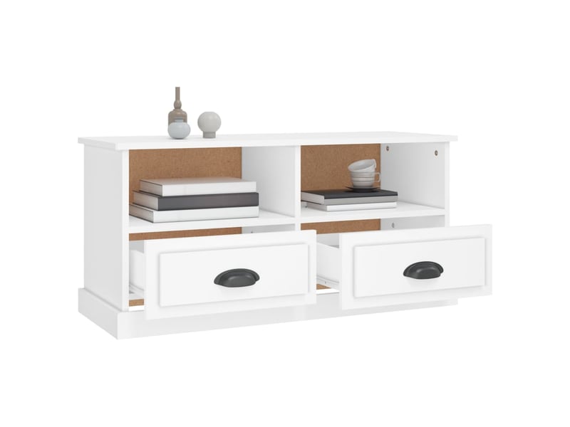  Meuble tv - banc tv - meuble de rangement blanc 93x35,5x45 cm bois d'ingénierie  - Conforama E