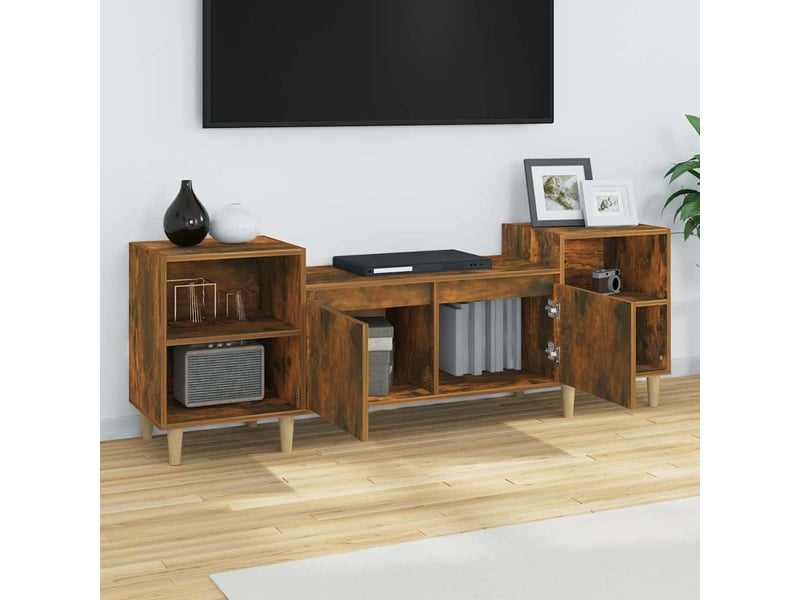  Meuble tv - banc tv - meuble de rangement chêne fumé 160x35x55 cm bois d'ingénierie  - Conforama D