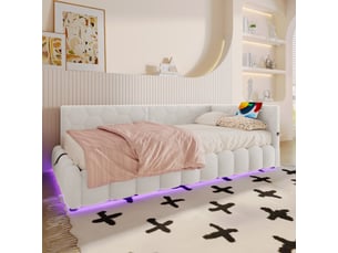 Lit banquette 90x200 cm <strong>OXEZA</strong>  <strong></strong> coloris blanc