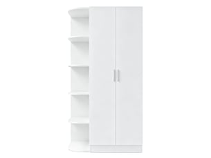 Armoire avec 2 portes, étagères et tiroirs, rangement polyvalent pour chambre, en mdf blanc, 90 × 55 × 170 cm