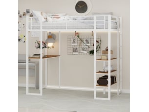 Lit mezzanine 90x190 cm <strong>HAVRYA</strong> <strong></strong> coloris blanc