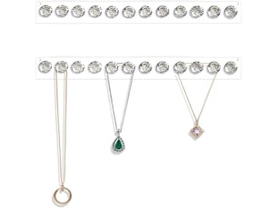 Présentoir à colliers en acrylique, lot de 2, organiseurs de bijoux muraux avec 12 crochets en forme de losange, cadeau pour filles et femmes, transparent