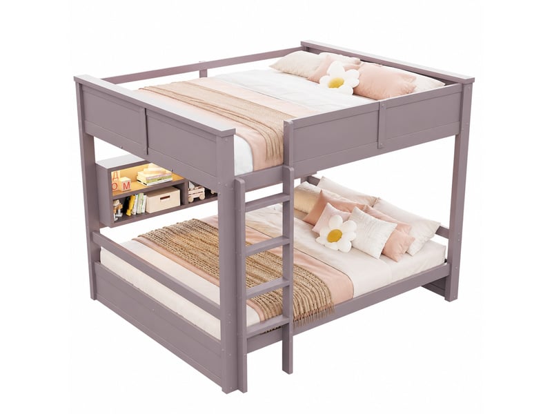  Lit superposé 160x200 cm marron avec 6 rangements et éclairage led  - Conforama A