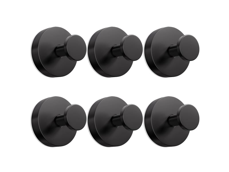 Lot de 6 crochets à ventouse inox noir - crochet mural amovible sans perçage pour cuisine, salle de bain, fenêtre et verre - Conforama A
