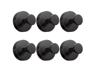 Lot de 6 crochets à ventouse inox noir - crochet mural amovible sans perçage pour cuisine, salle de bain, fenêtre et verre