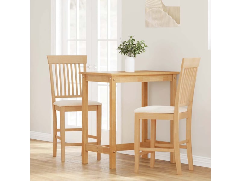  Lot de 2 tabouret de bar avec coussins en bois massif naturel et caoutchouc shl64627  - Conforama C