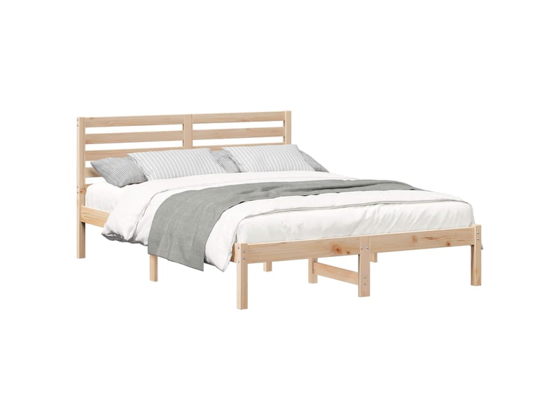  Lit double- lit adulte -  cadre de lit avec tête de lit marron 140 x 190 cm pin massif  - Conforama A
