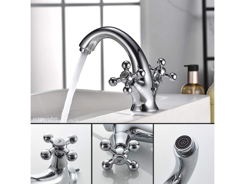  Ineasicer robinet lavabo retro, mitigeur salle de bains vintage, chromé, noir - noir  - Conforama D