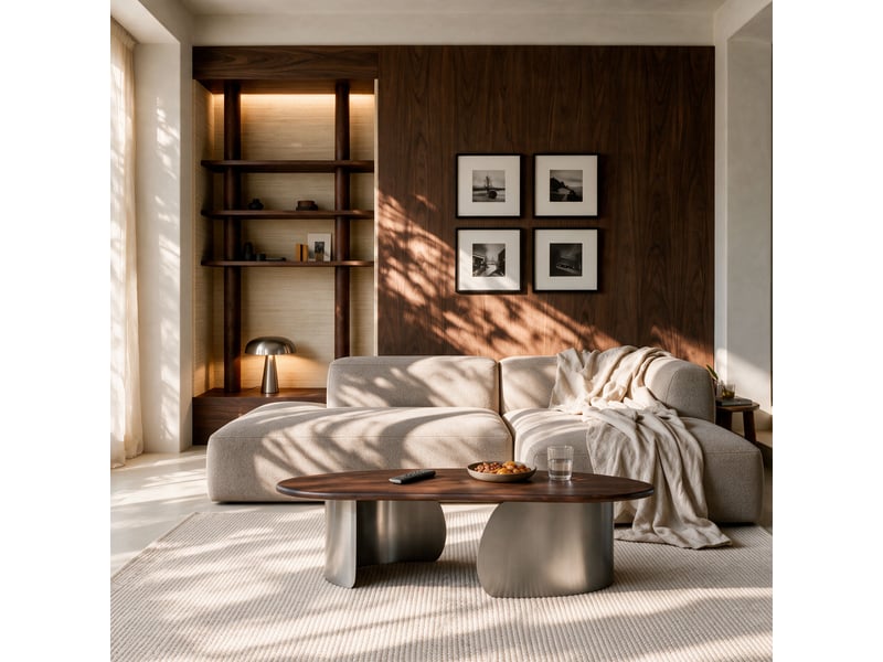  Table basse en bois de manguier marron foncé et métal brossé 120 cm-selma Selma - Conforama E