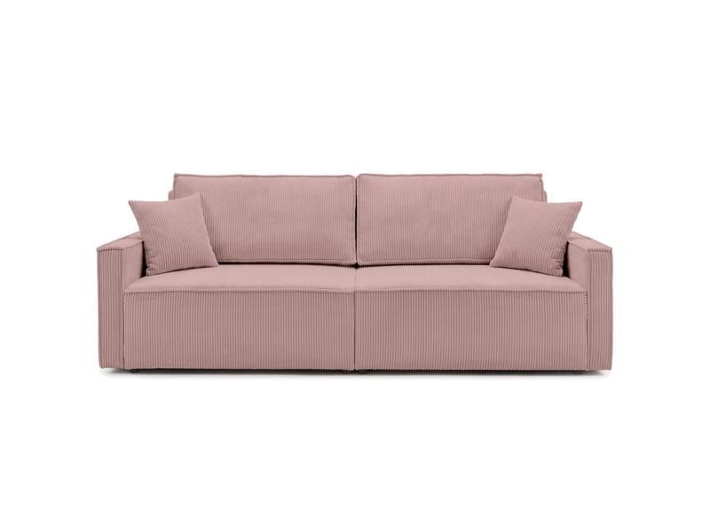  Farah - canapé droit 3 places convertible accoudoirs slim en velours cotelé  - Conforama E