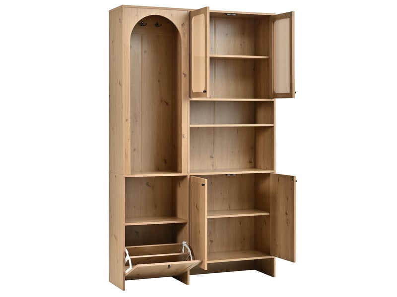  Vestiaire décor rotin 4 portes avec abattant 120x35x200 cm naturel  - Conforama D