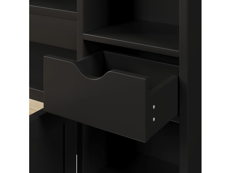  Lit avec rangement 140x200 cm, 3 tiroirs et rangements, led et usb, en bois, noir  - Conforama E