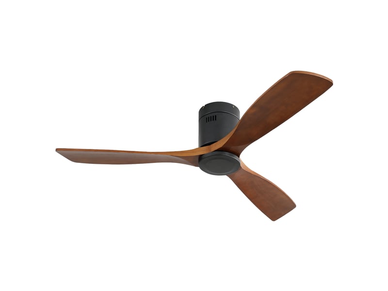  Ventilateur de plafond bois massif 132 cm moteur dc silencieux réversible avec télécommande sans lumière design moderne 3 pales  - Conforama A