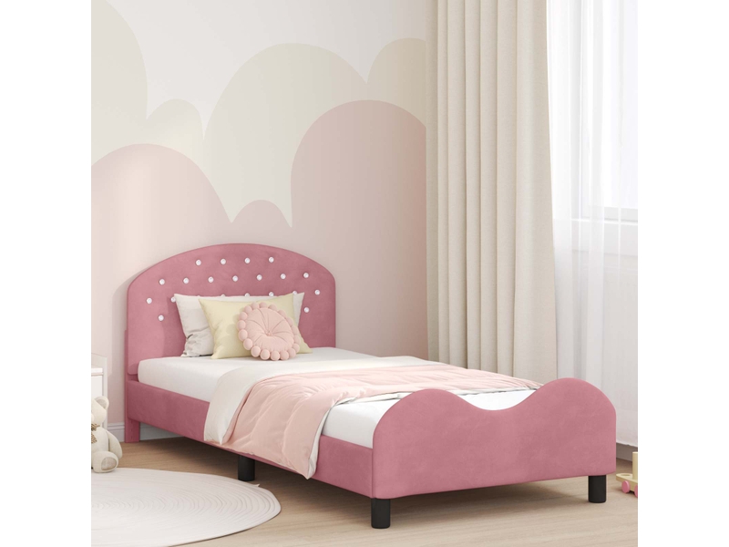  Cadre de lit pour enfants - lit jeune avec tête de lit rose 90 x 200 cm  - Conforama B