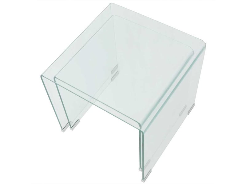  Ensemble de tables gigognes 2 pièces - table de salon - table à thé verre trempé transparent  - Conforama D