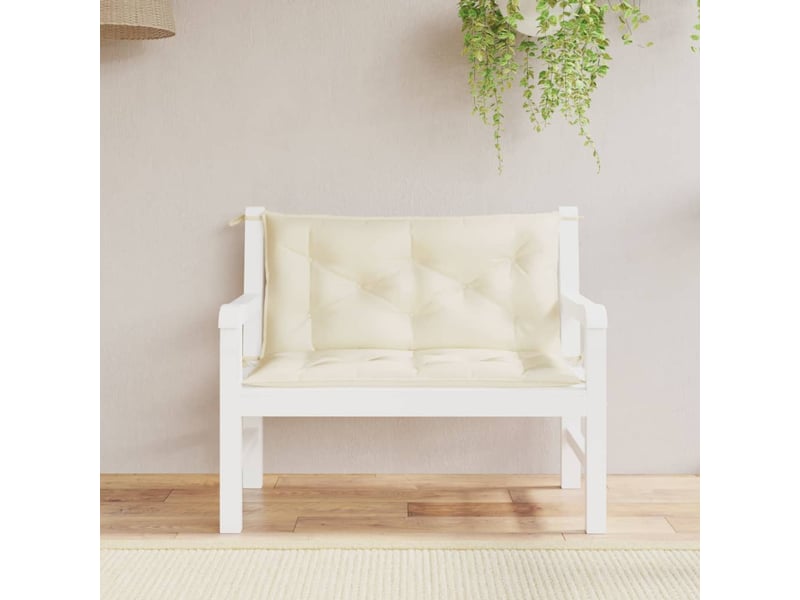  Lot de 2 coussins de banc jardin, coussins d'assise crème 100x50x7 cm tissu oxford cf58722  - Conforama B