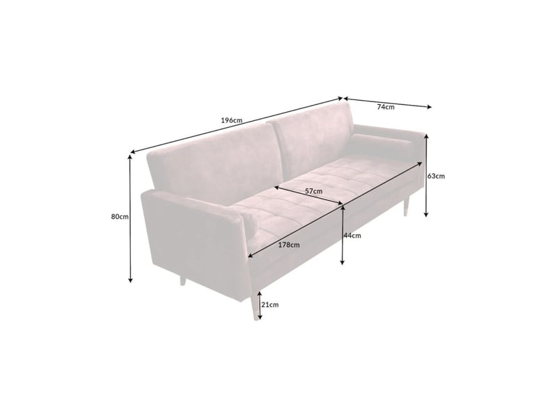 Canapé droit atelia rose poudré convertible – canapé-lit design en velours avec structure en bois massif - Conforama C