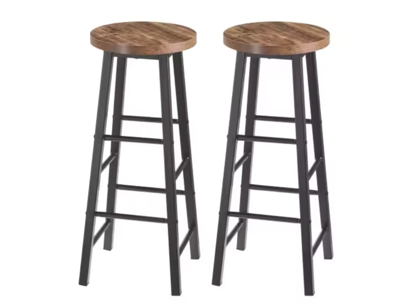  Lot de 2 tabourets de bar avec repose-pieds, coloris noir et vintage T5828P516653 - Conforama A