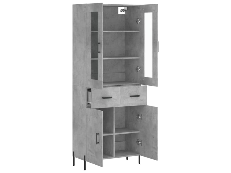  Buffet haut - bahut - meuble de rangement gris béton 69,5x34x180 cm bois d'ingénierie  - Conforama D
