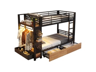 Lit superposé 90x200 cm <strong></strong>  <strong>CozyNest</strong> coloris noir