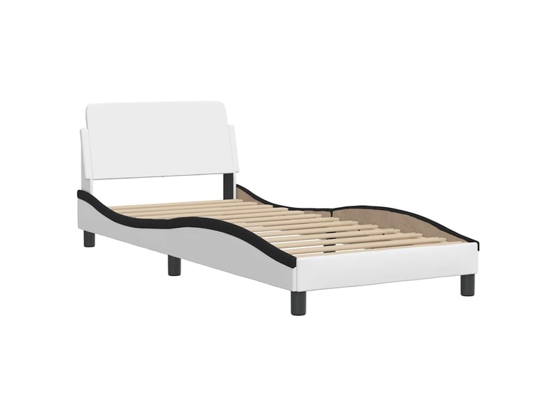  Lit simple- lit adulte -  cadre de lit dover blanc et noir 90x200 cm similicuir  - Conforama B