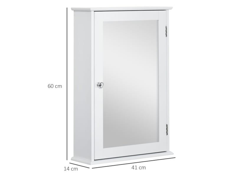  Armoire murale de salle de bain avec miroir - armoire à glace - placard de rangement toilettes - 1 porte, 2 étagères - verre mdf blanc  - Conforama C