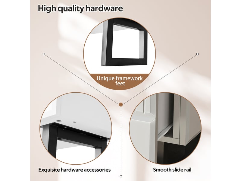 Meuble tv noir et blanc 170x35x47 cm - 3 tiroirs, design moderne, rangement pratique  - Conforama E