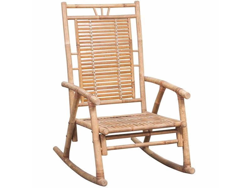 Chaise à bascule de jardin, rocking-chair avec coussin bambou cf31279 - Conforama A