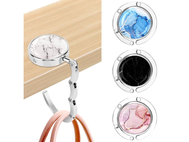 Support de sac à main pour table, 4 crochets pliables et antidérapants, compatible bureau restaurant - Conforama A