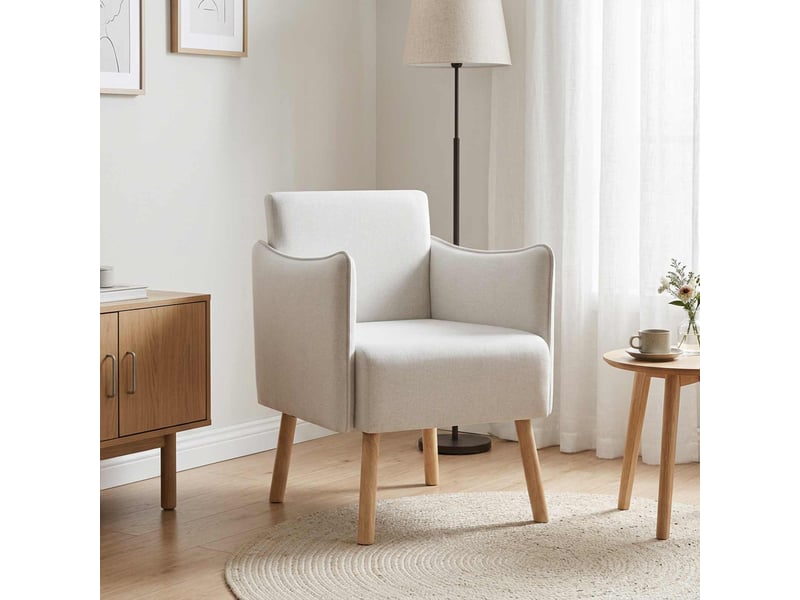  Vidaxl chaise d'appoint blanc tissu  - Conforama B