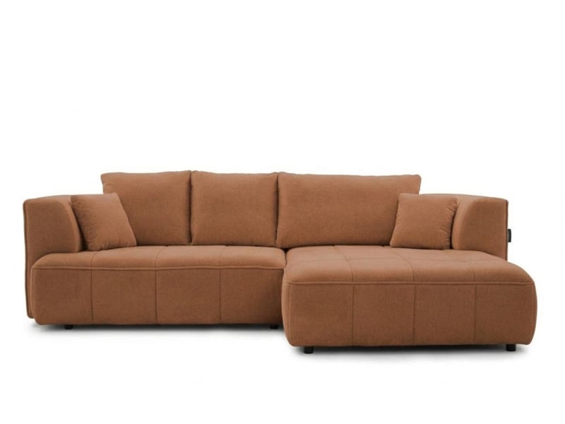  Bobochic canapé d'angle convertible avance-recule électrique clovis tissu lisse orange  angle droit CLOVIS - Conforama A
