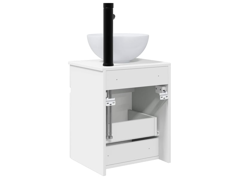 Meuble de lavabo mural, rangement salle de bain blanc brillant 39x41x64.5 cm - Conforama D