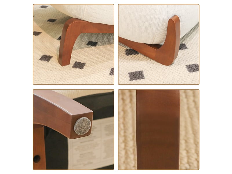  Fauteuil de lecture sans accoudoirs en tissu, pieds en bois massif  - Conforama R