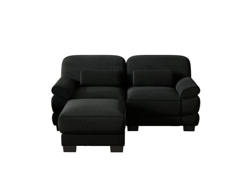  Canapé 2 places avec pouf 194x161x94 cm noir  - Conforama D