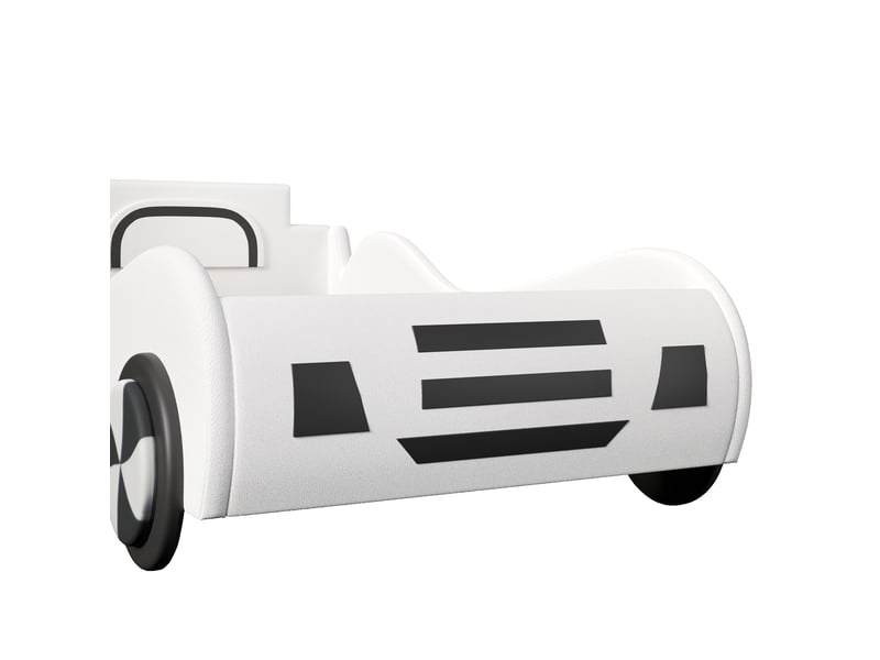  Lit enfant voiture,90x200 cm,avec sommier à lattes et rangement hydraulique,mdf,blanc  - Conforama E