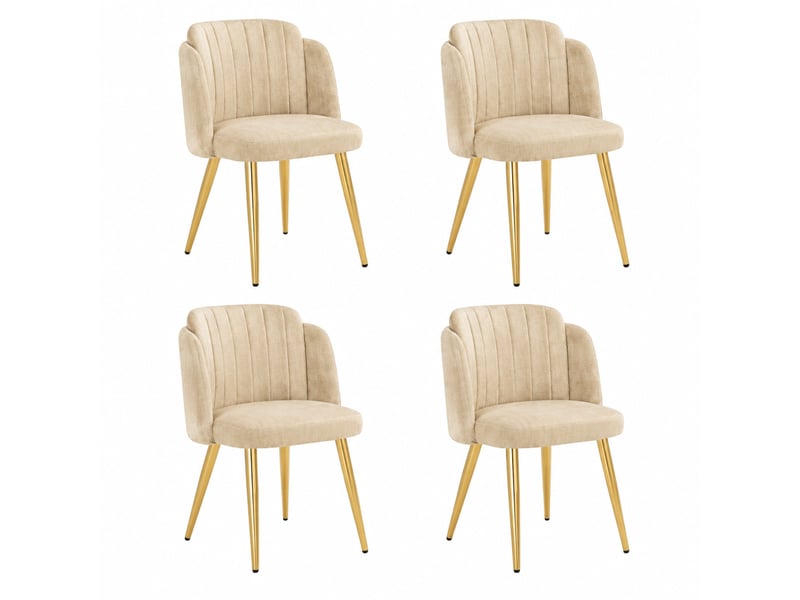  Lot de 4 chaises de salle à manger 58.50×62.00×78.00 cm en métal et bois avec assise rembourrée et pieds réglables marron et doré chicfurn  - Conforama A